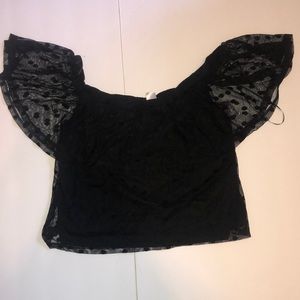 Black Sheer off the shoulder crop top